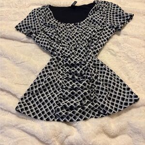 Alfani Black and White Geometric Blouse